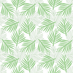 Tropical green leaf pattern, white isolate background