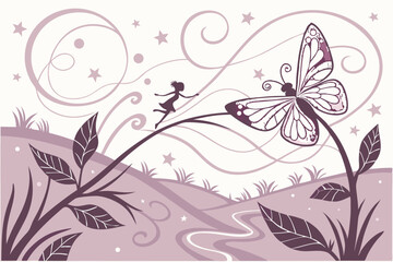 Enchanted Lines: A Vector Fairy Fantasy