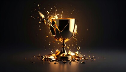 Abstract background of a fractured glowing chalice with copy space