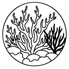 Minimal Coral Coastline Line Art 