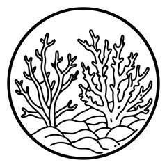 Minimal Coral Coastline Line Art 