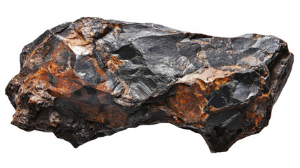 Fototapeta premium Tungsten mineral specimen, hematite oxidation, on a transparent background, PNG image, PNG file.