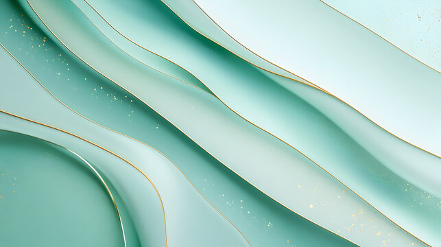 Fototapeta un fondo de textura color verde aqua con movimiento y lineas doradas decorativo para cuadro minimalista moderno elegante sobrio concepto de diseño