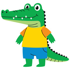 Obraz premium Playful Cartoon Crocodile Mascot in Bright Colors with Friendly Expression