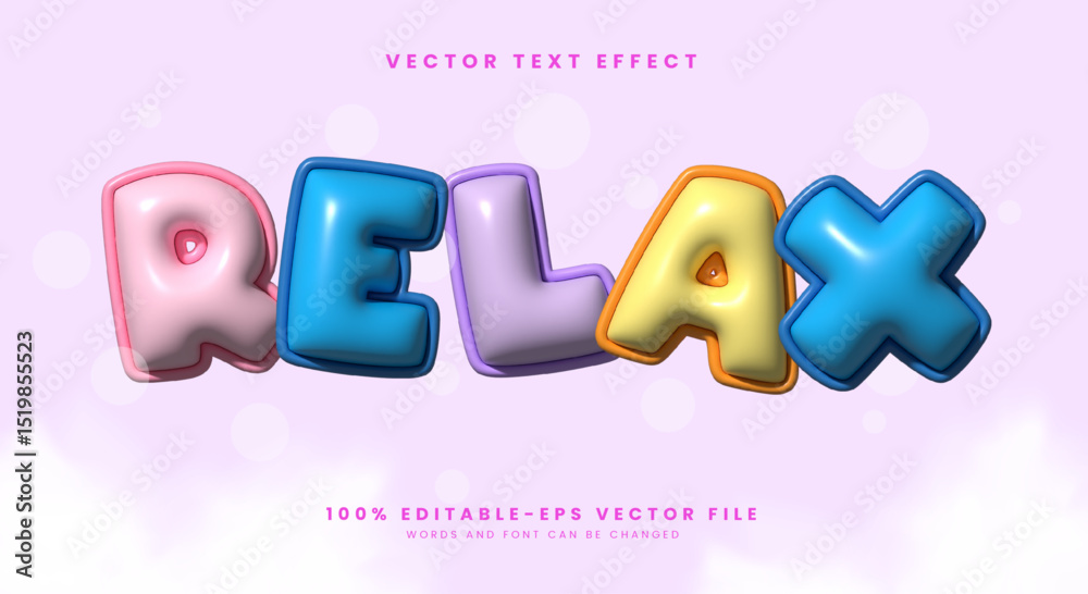 Fototapete 3d inflated text relax editable text effect template suitable for cute theme