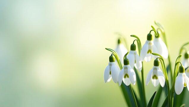 spring flowers on green background