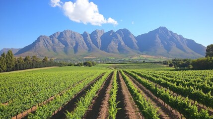 Vineyards and Mountains: A Picturesque South African Landscape