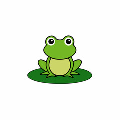 green frog on white background