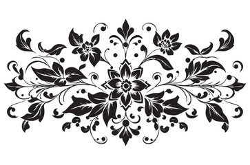 Elegant seamless pattern with black classic floral tracery on a white background. Vintage style.