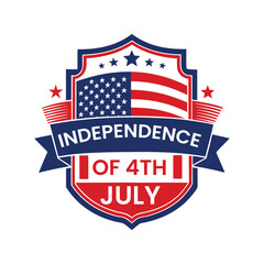 Badge-style vector with USA flag, fireworks, stars, and bold red-blue border. Great for 4th of July banners, patriotic logos, Independence Day celebrations, and American national events.