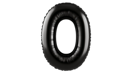 a black balloon shaped like the number 0