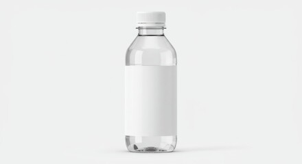 Clear plastic water bottle with blank label