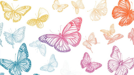 A set of hand-drawn butterfly outlines showcasing a variety of artistic styles, ideal for decorative designs and creative projects. Presented on a clean white background
