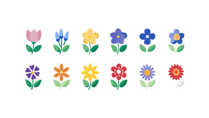 set of colorful flowers