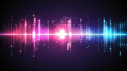 Abstract digital sound wave visualization with vibrant pink and blue hues