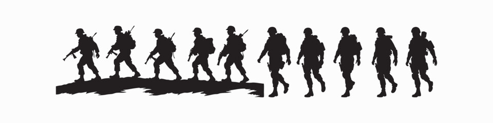 Happy Independence Day Army Vector – Patriotic Military Silhouette Clipart Design Set