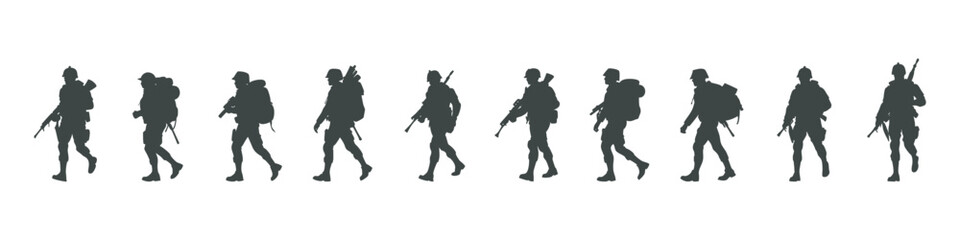 Happy Independence Day Army Vector – Patriotic Military Silhouette Clipart Design Set