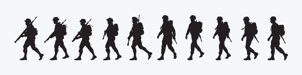 Happy Independence Day Army Vector – Patriotic Military Silhouette Clipart Design Set