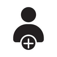 Fototapeta premium Add user icon. Person profile avatar with plus, add account symbol. Vector flat illustration
