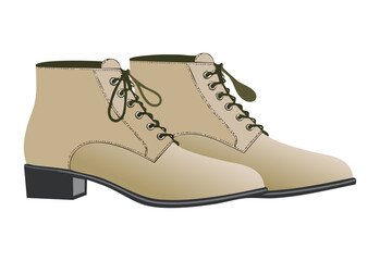 Pair of Light Beige Lace-Up Ankle Boots
