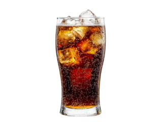 glass of cola with ice