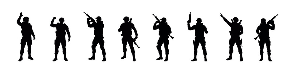 Happy Independence Day Army Vector – Patriotic Military Silhouette Clipart Design Set