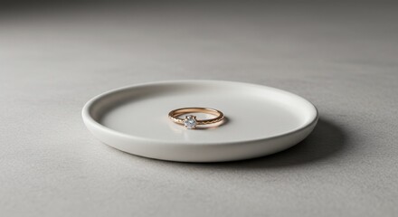 Naklejka premium Elegant ring on a white dish