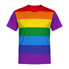 T-Shirt with the LGBTQ Pride Flag. Pride Month. Diversity and inclusion. Rainbow colors. Multicolor.
