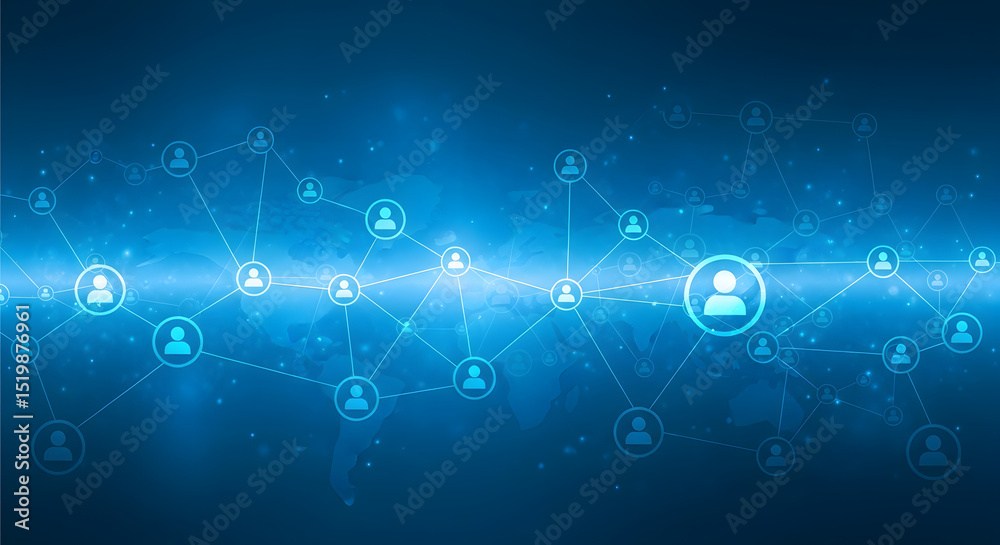 Poster global network connection digital communication and global networking