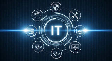 Fototapeta premium It technology concept illustrating information technology services and solutions