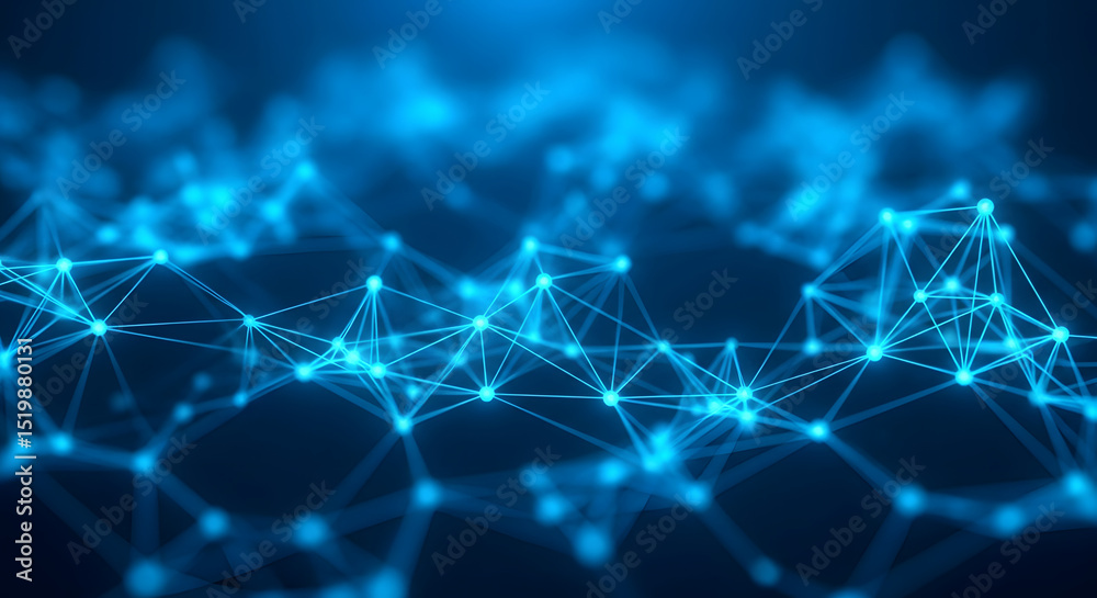 Aufkleber abstract network connection digital nodes and lines interconnected