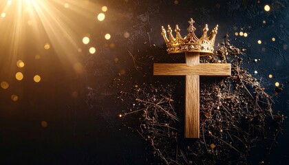 Abstract Representation of Faith and Royalty, Cross with Crown Symbolism