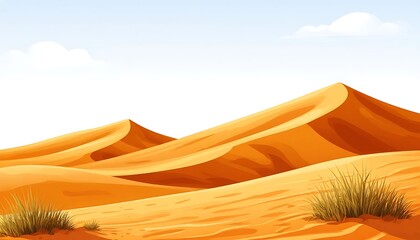desert, dunes, sands, sky background painted illustration