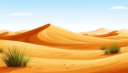 desert, dunes, sands, sky background painted illustration