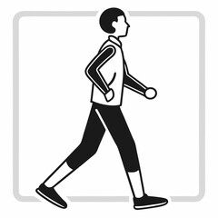 Running and walking people icons. Man stands, walk and run illustration. hockey player silhouette