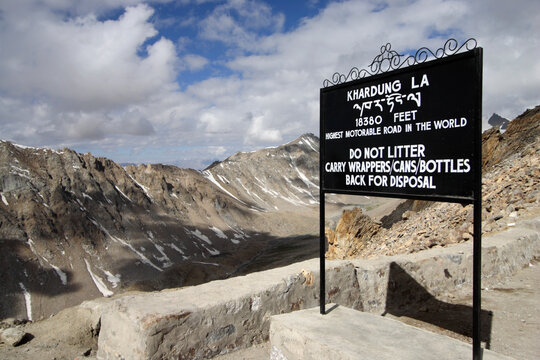 Khardung la, 18380 feet, highest motorable road in the world in the Ladakh