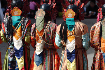 Detail of outfit of dancers at the Tsechu (festival), Thimphu, Bhutan