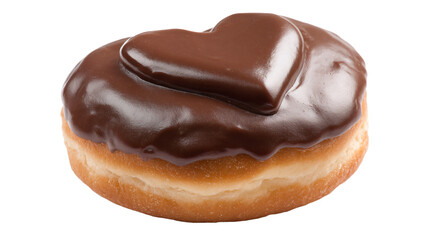 Obraz premium a chocolate frosted doughnut with a heart shaped chocolate frosting