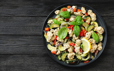 baked italian chicken and vegetables on a plate