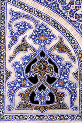 Decorations in the  Imam mosque (also called Shah mosque) in Esfahan, Iran