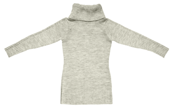 Isolated long sleeve knitted sweater, grey color, blank empty copy space for mock up, template