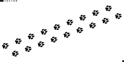 Fox paw prints vector. Animal paw prints silhouette