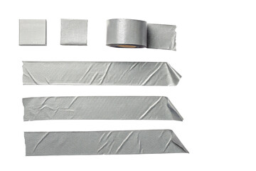 Grey Duct Tape Pieces Roll, Strips, and Squares -  High-Resolution Image