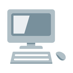 Desktop Computer Setup Illustration, Clipart Isolated on White Background