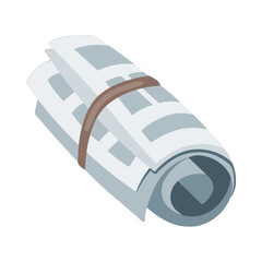 Rolled-Up Newspaper Illustration, Clipart, Isolated on White Background