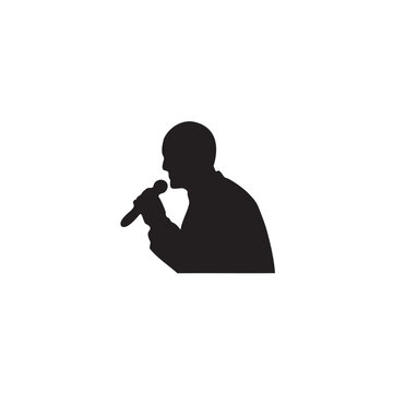 recommend clip art: Silhouette of a person singing into a microphone vector illustration
