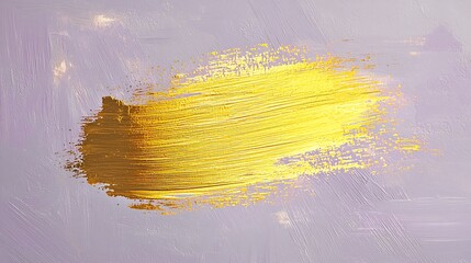 A radiant gold brush stroke in the center, vibrantly against a soft lavender gray backdrop for a modern aesthetic.