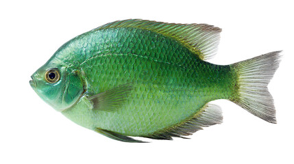 a green fish with a white background