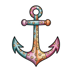 A whimsical, hand-drawn anchor design with a fun
and playful vibe