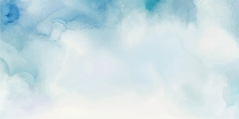 A Dreamlike Watercolor Sky in Light Blue Tones, Complete with Gentle, Fluffy Clouds That Flow Gracefully Across the Sky, Evoking an Atmosphere of Tranquil Beauty and Peacefulness Perfect for Relaxatio